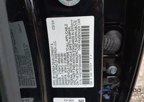 2024 Honda Accord Hybrid Sport из США, поврежденный, VIN 1HGCY2F55RA053287